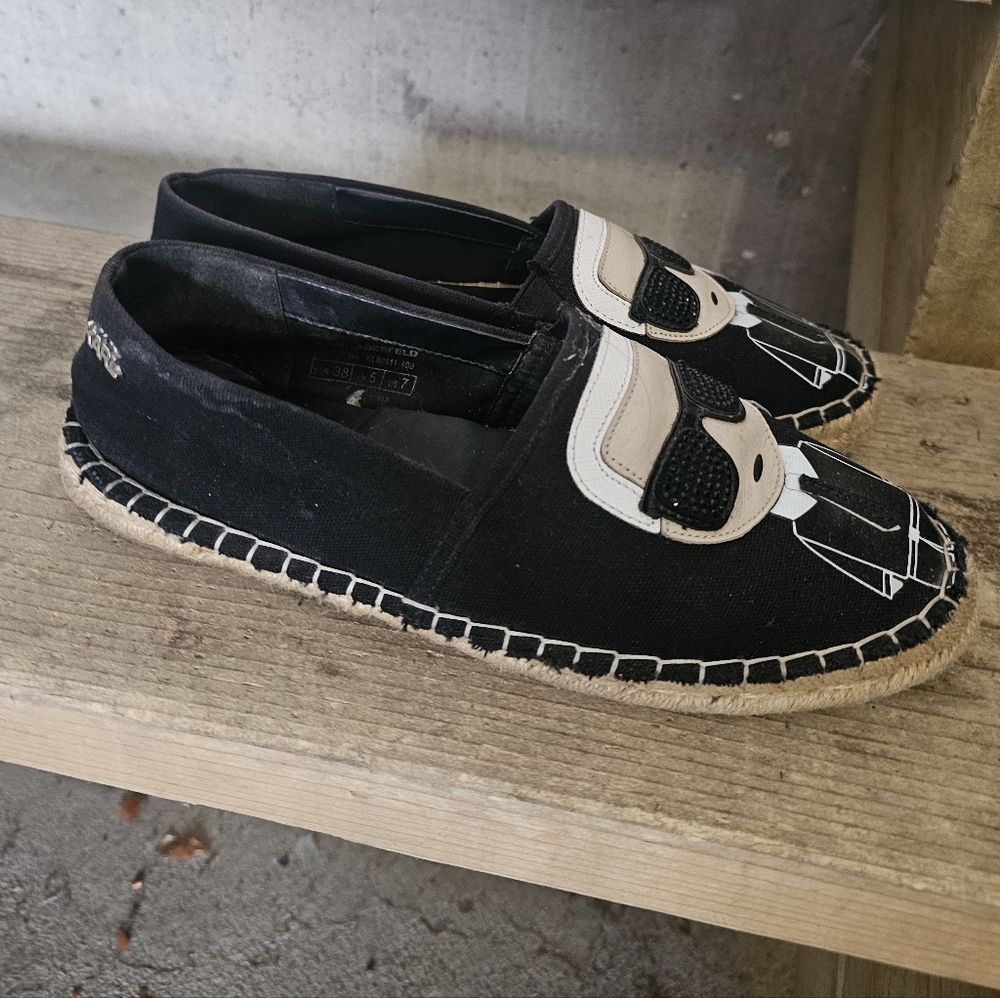 Karl Lagerfeld Black Espadrilles with Iconic Design - Picture 3 of 4